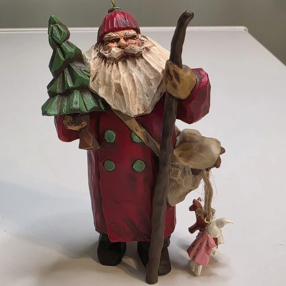 Vintage Hallmark 1998 Santa Ornament Folk Art Americana Club Boxed Christmas Dec